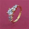 American Diamond Adjustable Ring with Rhodium Plating 2 Tone Plating Mehndi Plating