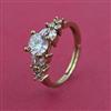 American Diamond Adjustable Ring with Rhodium Plating 2 Tone Plating Mehndi Plating