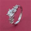 American Diamond Adjustable Ring with Rhodium Plating 2 Tone Plating Mehndi Plating