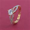 American Diamond Solitaire Ring with Rhodium Plating 2 Tone Plating Mehndi Plating