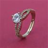 American Diamond Solitaire Ring with Rhodium Plating 2 Tone Plating Mehndi Plating