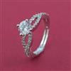 American Diamond Solitaire Ring with Rhodium Plating 2 Tone Plating Mehndi Plating