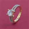 American Diamond Solitaire Ring with Rhodium Plating 2 Tone Plating