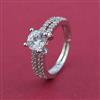 American Diamond Solitaire Ring with Rhodium Plating 2 Tone Plating