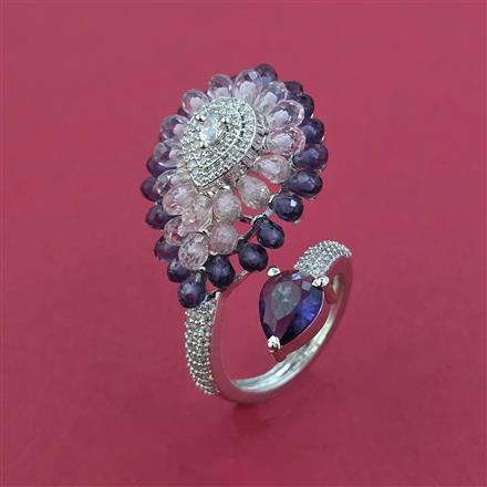 American Diamond Adjustable Ring with Rhodium Plating