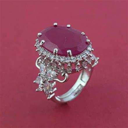 American Diamond Adjustable Ring with Rhodium Plating