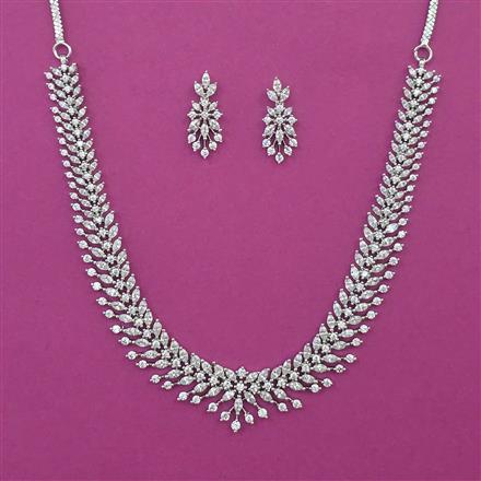 American Diamond Classic Necklace with Rhodium Plating 2 Tone Plating Mehndi Plating Carat Plating
