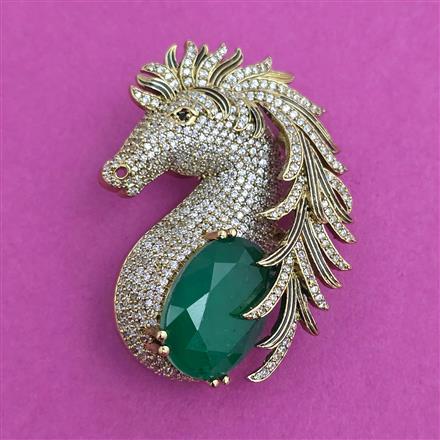American Diamond Birds Brooch with Mehndi Plating