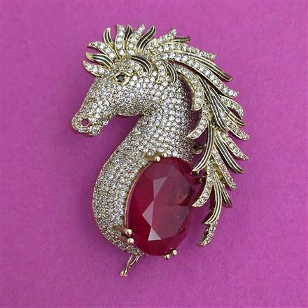 American Diamond Birds Brooch with Mehndi Plating