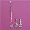 American Diamond Classic Earring Tikka with Rhodium Plating