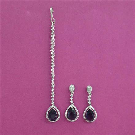 American Diamond Classic Earring Tikka with Rhodium Plating