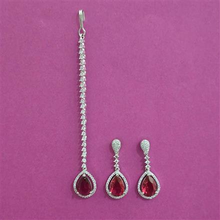 American Diamond Classic Earring Tikka with Rhodium Plating