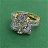 American Diamond Adjustable Ring with Rhodium Plating 2 Tone Plating