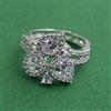 American Diamond Adjustable Ring with Rhodium Plating 2 Tone Plating
