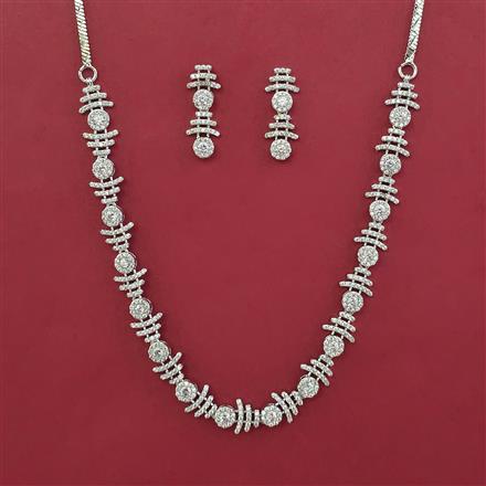 American Diamond Delicate Necklace with Rhodium Plating 2 Tone Plating Mehndi Plating