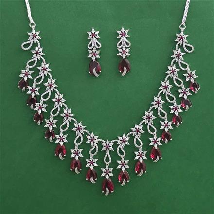 American Diamond Classic Necklace with Rhodium Plating