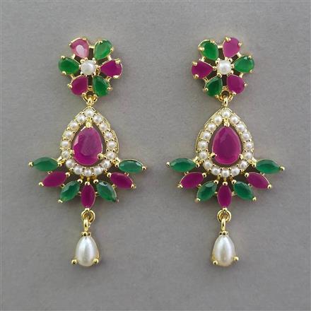 American Diamond Pearl Earring with Gold Plating