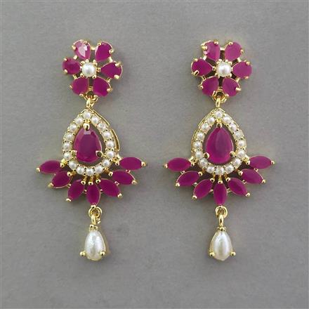 American Diamond Pearl Earring with Gold Plating