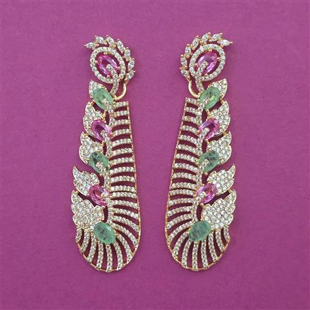 American Diamond Long Earring with Carat Plating