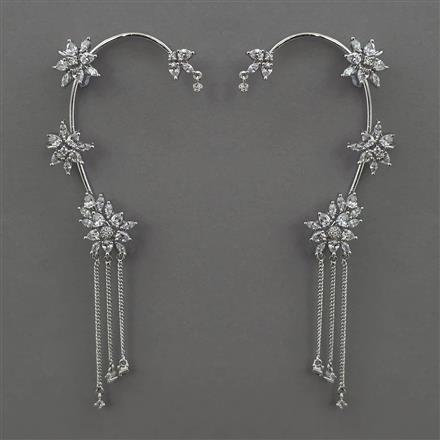 American Diamond Earcuff with Rhodium Plating 2 Tone Plating Mehndi Plating