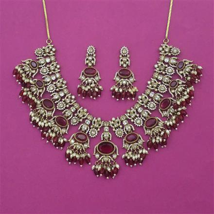 American Diamond Classic Necklace with Mehndi Plating