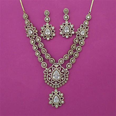 American Diamond Classic Necklace with Mehndi Plating