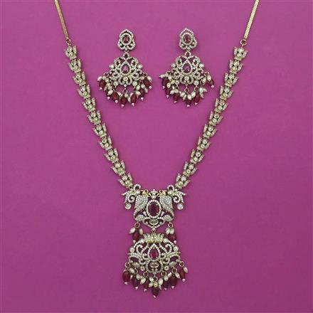 American Diamond Classic Necklace with Mehndi Plating