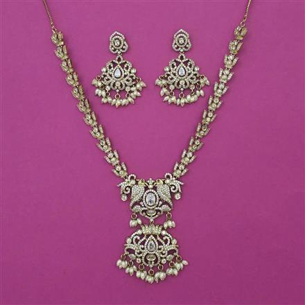 American Diamond Classic Necklace with Mehndi Plating