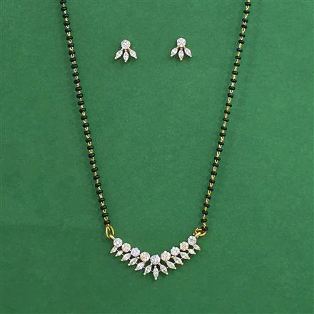 American Diamond Classic Mangalsutra with Rhodium Plating 2 Tone Plating