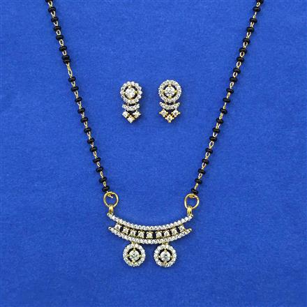 American Diamond Delicate Mangalsutra with Rhodium Plating 2 Tone Plating
