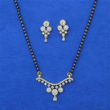 American Diamond Delicate Mangalsutra with Rhodium Plating 2 Tone Plating