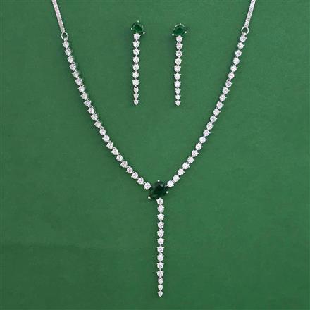 American Diamond Classic Necklace with Rhodium Plating