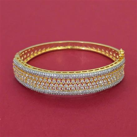 American Diamond Openable kada with Rhodium Plating 2 Tone Plating Mehndi Plating