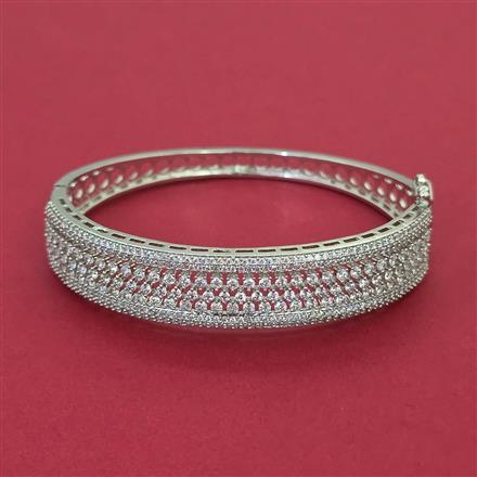 American Diamond Openable kada with Rhodium Plating 2 Tone Plating Mehndi Plating