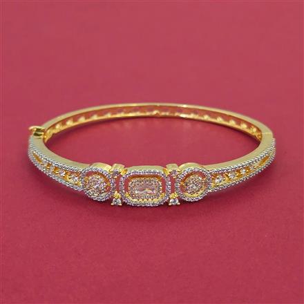 American Diamond Openable kada with Rhodium Plating 2 Tone Plating Mehndi Plating