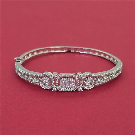 American Diamond Openable kada with Rhodium Plating 2 Tone Plating Mehndi Plating