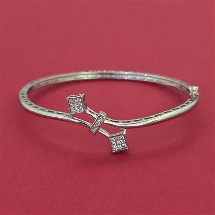 American Diamond Openable kada with Rhodium Plating 2 Tone Plating Mehndi Plating
