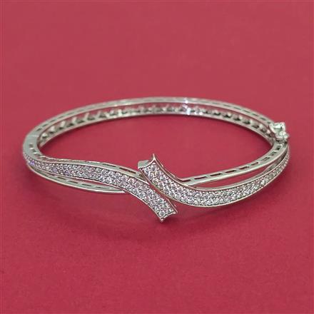 American Diamond Openable kada with Rhodium Plating 2 Tone Plating Mehndi Plating
