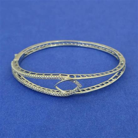 American Diamond Delicate Kada with Rhodium Plating 2 Tone Plating Mehndi Plating