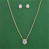 American Diamond Classic Pendant Set with Rhodium Plating 2 Tone Plating