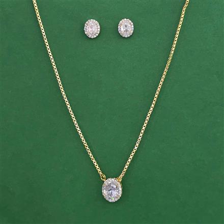 American Diamond Classic Pendant Set with Rhodium Plating 2 Tone Plating