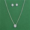 American Diamond Classic Pendant Set with Rhodium Plating 2 Tone Plating