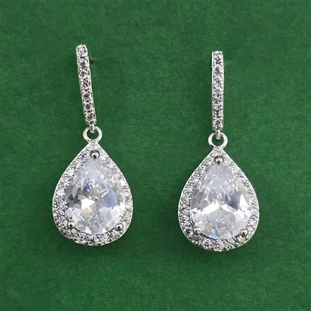 American Diamond Delicate Earring with Rhodium Plating