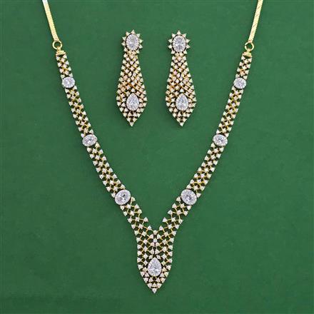American Diamond Classic Necklace with Rhodium Plating 2 Tone Plating Mehndi Plating