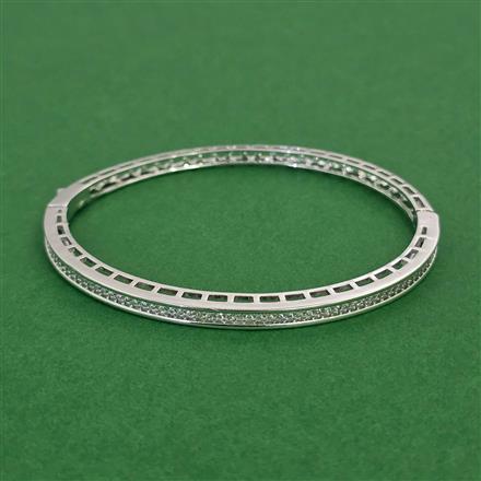 American Diamond Openable kada with Rhodium Plating Mehndi Plating