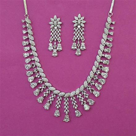 American Diamond Classic Necklace with Rhodium Plating