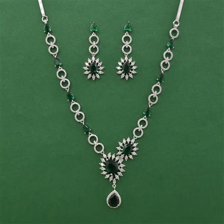 American Diamond Classic Necklace with Rhodium Plating