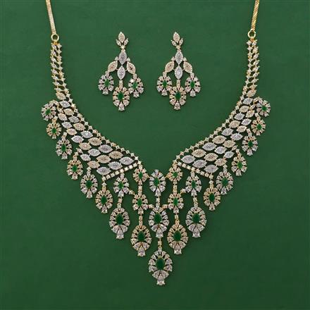 American Diamond Classic Necklace with 2 Tone Plating