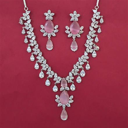 American Diamond Classic Necklace with Rhodium Plating