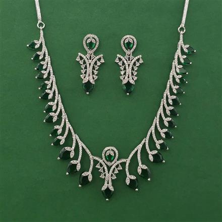 American Diamond Classic Necklace with Rhodium Plating